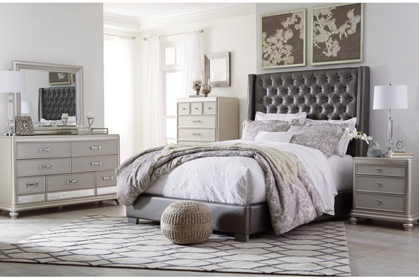 Coralayne Gray Queen Upholstered Bed