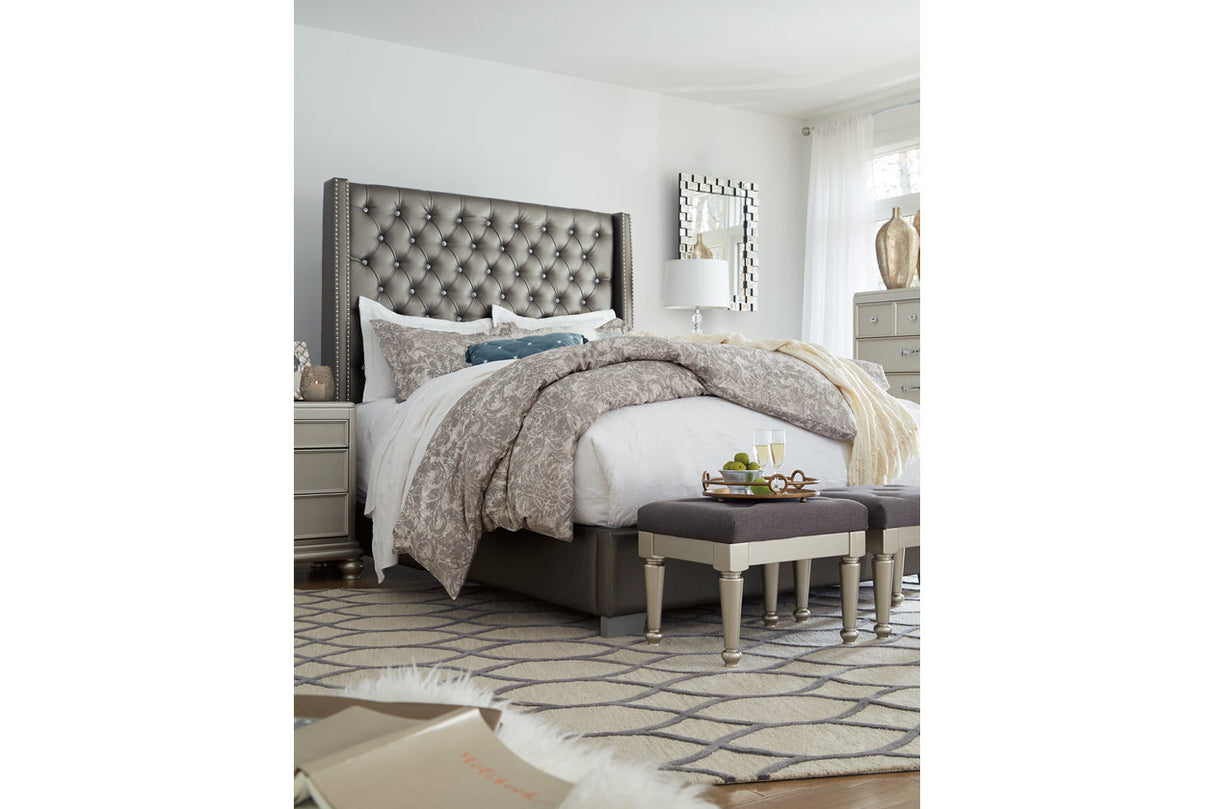 Coralayne Gray Queen Upholstered Bed -  - Luna Furniture