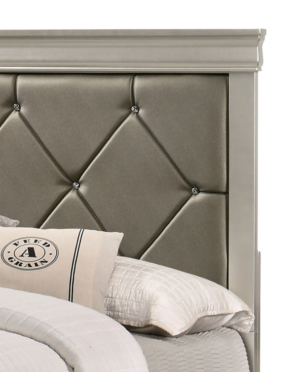 Amalia Silver King Panel Bed - Luna Furniture