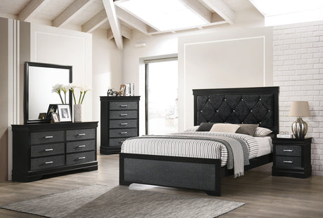 Amalia Black Queen Panel Bed - Luna Furniture