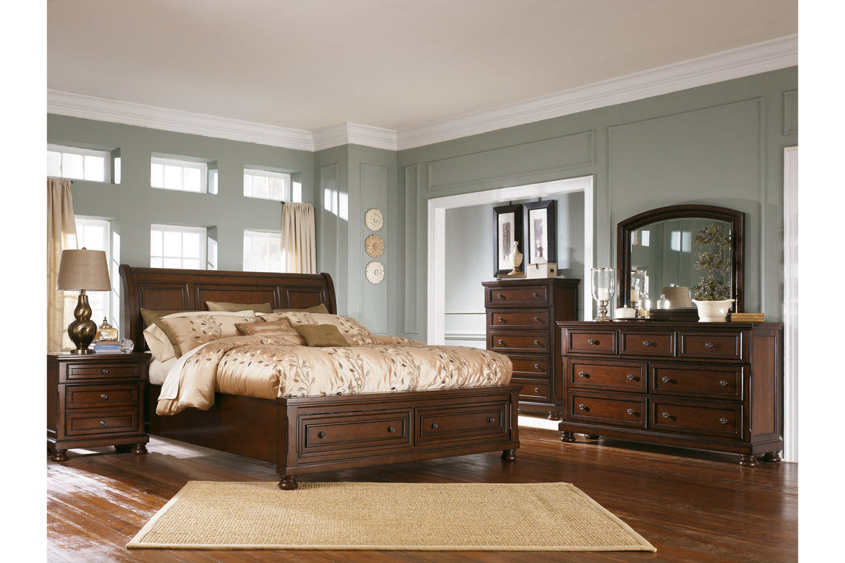 Porter Rustic Brown King Sleigh Bed