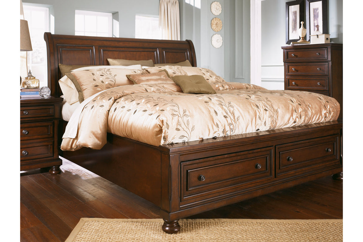 Porter Rustic Brown King Sleigh Bed