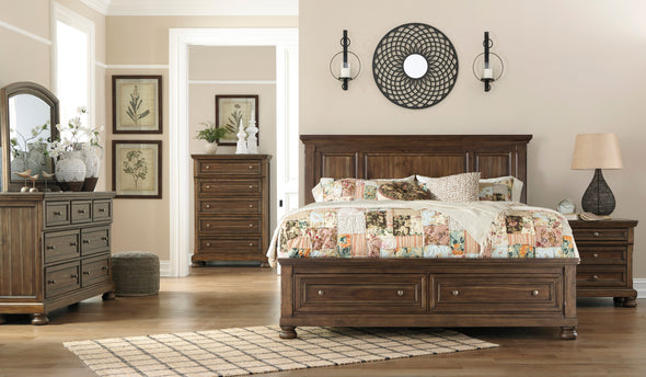 Flynnter Medium Brown Storage Platform Bedroom Set - Luna Furniture