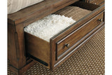 Flynnter Medium Brown King Sleigh Bed with 2 Storage Drawers