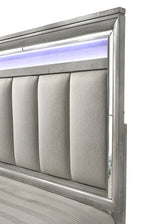 Vail Gray King LED Upholstered Panel Bed from Crown Mark - Luna Furniture