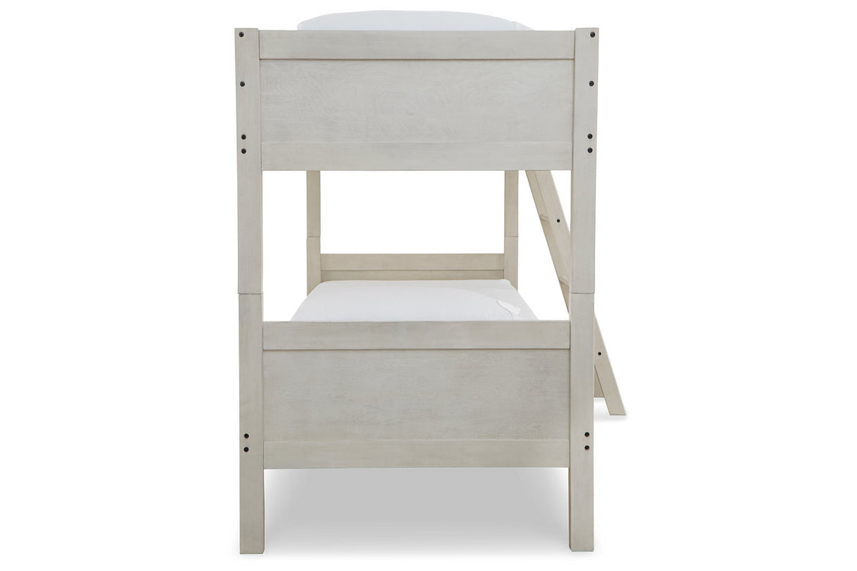 Robbinsdale Antique White Twin/Twin Bunk Bed with Ladder from Ashley Furniture - Luna Furniture