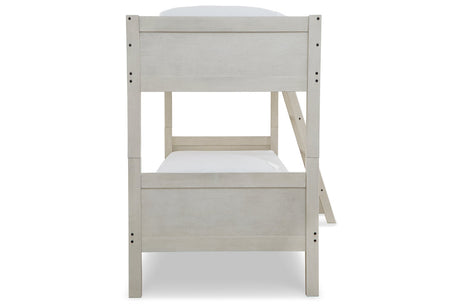 Robbinsdale Antique White Twin/Twin Bunk Bed with Ladder from Ashley Furniture - Luna Furniture