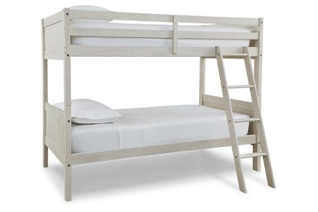 Robbinsdale Antique White Twin/Twin Bunk Bed with Ladder from Ashley Furniture - Luna Furniture
