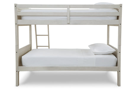 Robbinsdale Antique White Twin/Twin Bunk Bed with Ladder from Ashley Furniture - Luna Furniture