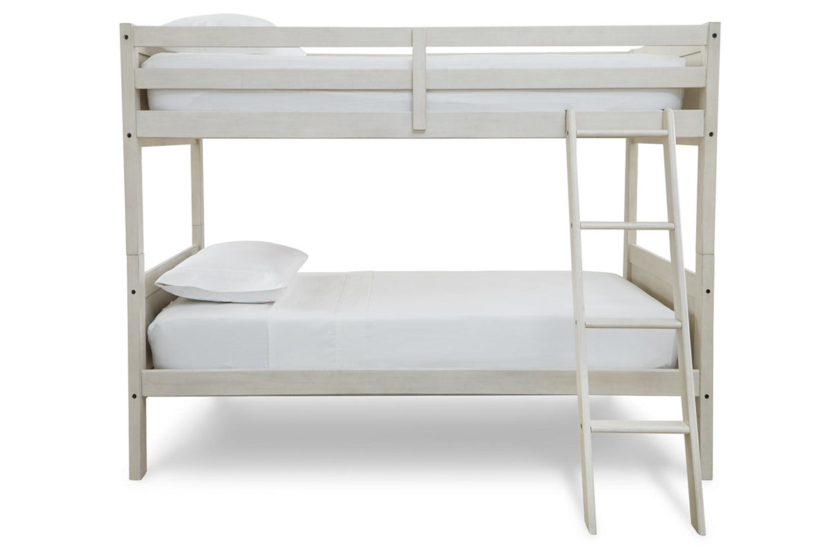 Robbinsdale Antique White Twin/Twin Bunk Bed with Ladder from Ashley Furniture - Luna Furniture