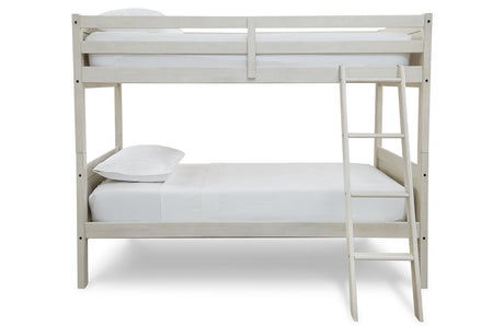 Robbinsdale Antique White Twin/Twin Bunk Bed with Ladder from Ashley Furniture - Luna Furniture