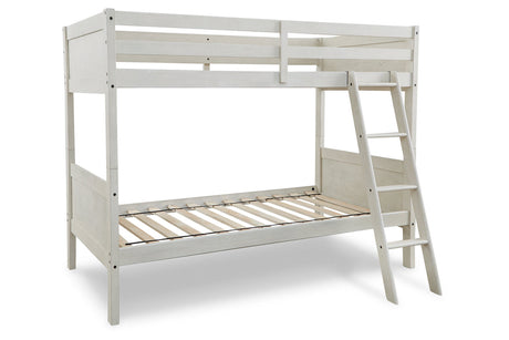 Robbinsdale Antique White Twin/Twin Bunk Bed with Ladder from Ashley Furniture - Luna Furniture