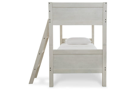 Robbinsdale Antique White Twin/Twin Bunk Bed with Ladder from Ashley Furniture - Luna Furniture