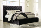 Lindenfield Black Queen Upholstered Bed with Storage