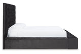 Lindenfield Black Queen Upholstered Bed with Storage