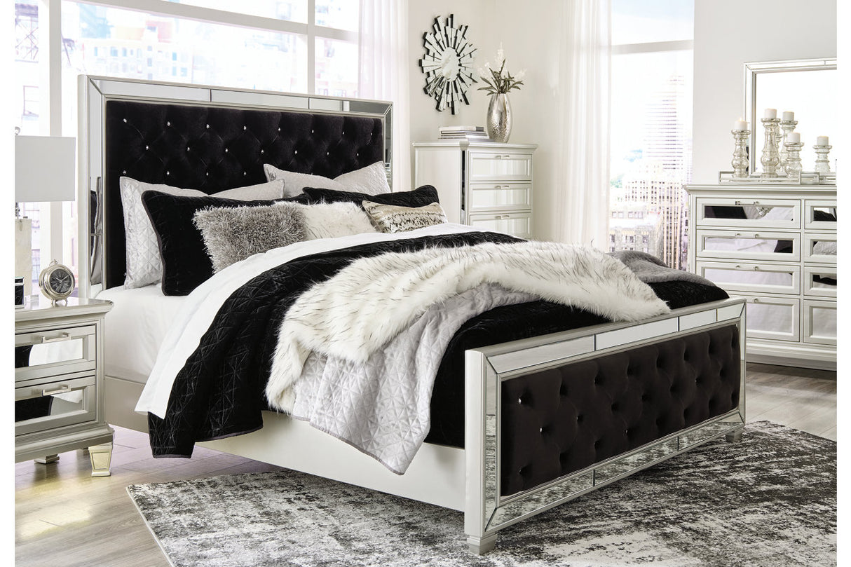 Lindenfield Silver Queen Upholstered Panel Bed from Ashley - Luna Furniture