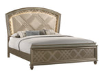 Cristal Gold King LED Upholstered Panel Bed