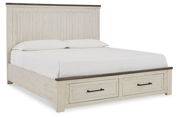 Brewgan Two-tone Queen Panel Storage Bed