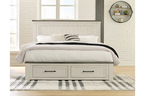 Brewgan Two-tone Queen Panel Storage Bed