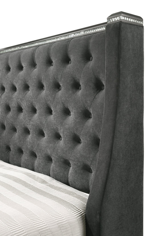 Giovani Gray Queen Upholstered Panel Bed