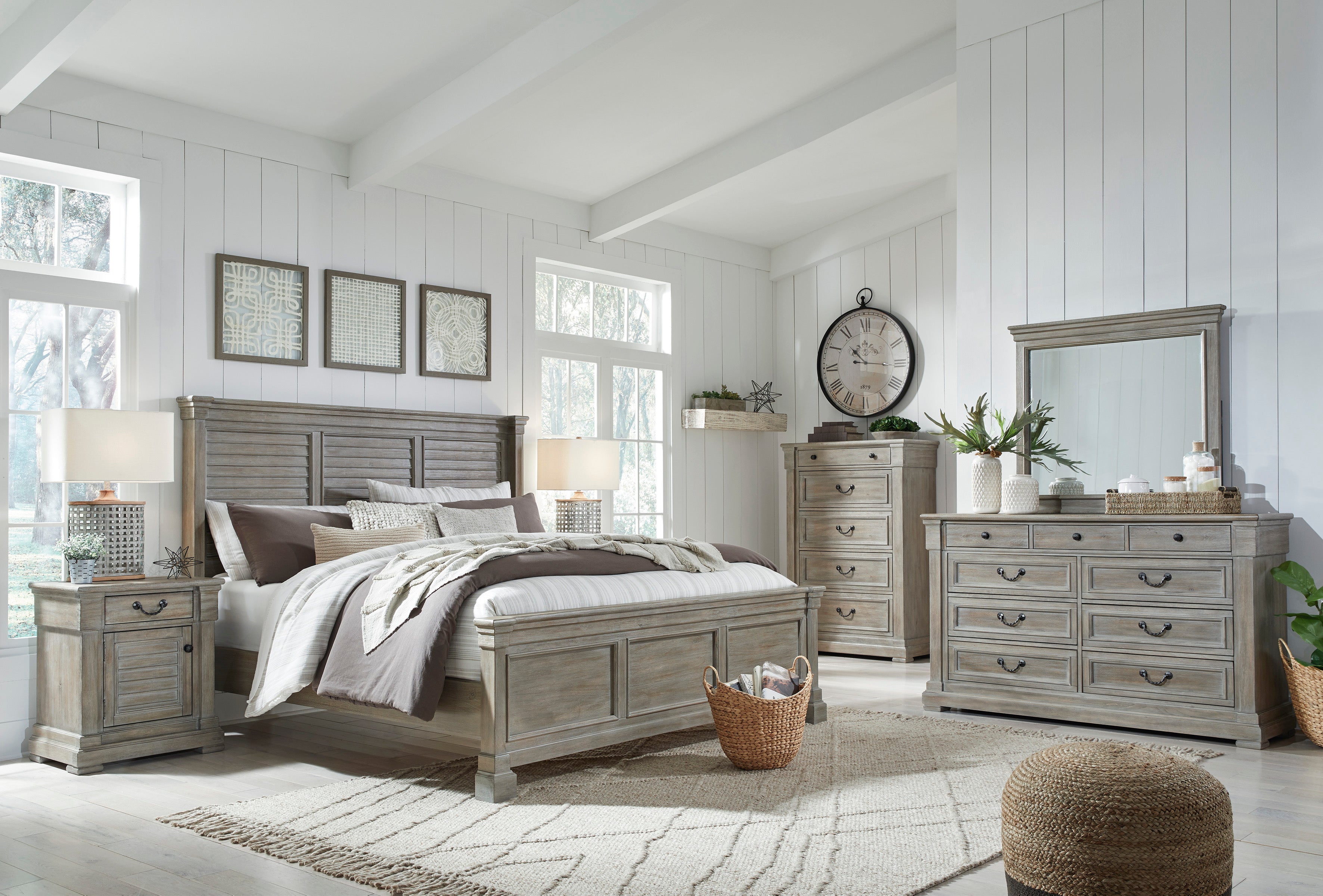 moreshire bisque panel bedroom set from ashley – luna furniture