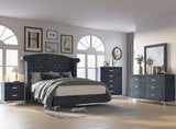 Lucinda Velvet Dark Gray Upholstered Panel Bedroom Set