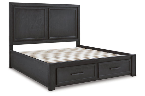 Foyland Black/Brown Queen Panel Storage Bed