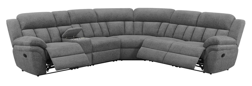 Bahrain Charcoal 6-Piece Upholstered Motion Sectional from Coaster - Luna Furniture