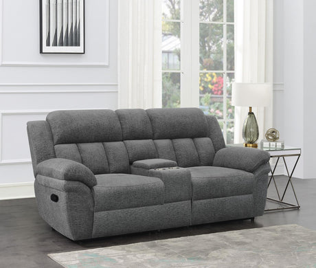 Bahrain Charcoal Motion Loveseat with Console from Coaster - Luna Furniture
