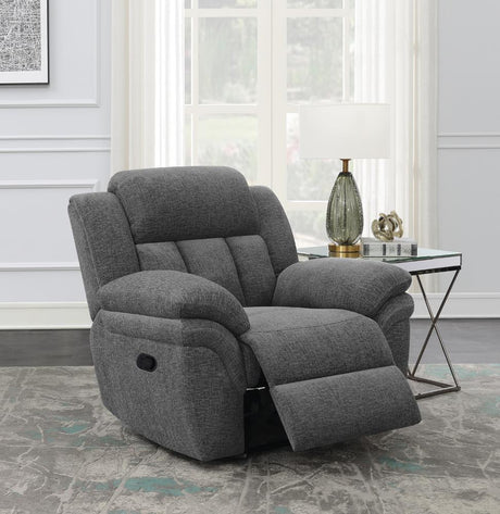 Bahrain Charcoal Upholstered Glider Recliner from Coaster - Luna Furniture