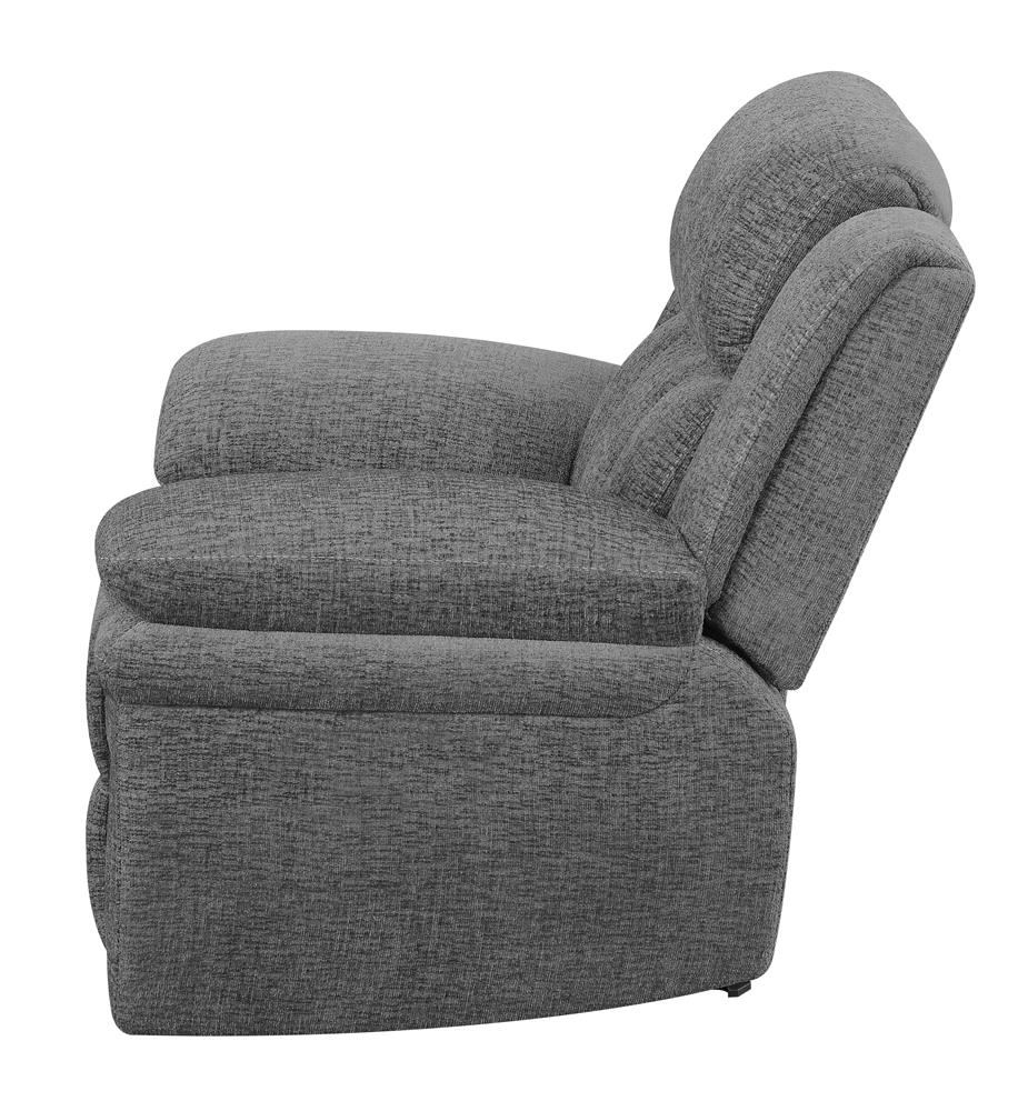 Bahrain Charcoal Upholstered Power Glider Recliner from Coaster - Luna Furniture