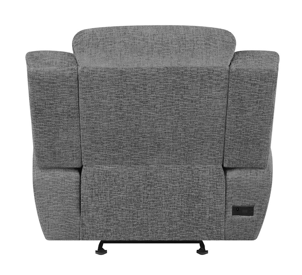 Bahrain Charcoal Upholstered Power Glider Recliner from Coaster - Luna Furniture