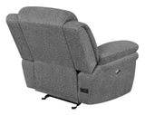 Bahrain Charcoal Upholstered Power Glider Recliner from Coaster - Luna Furniture