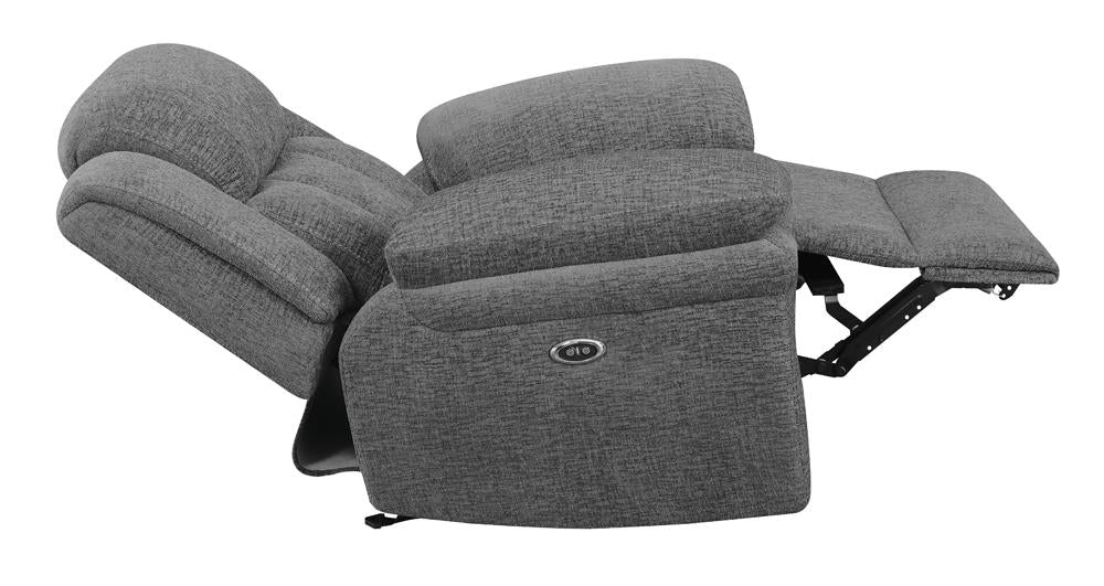 Bahrain Charcoal Upholstered Power Glider Recliner from Coaster - Luna Furniture