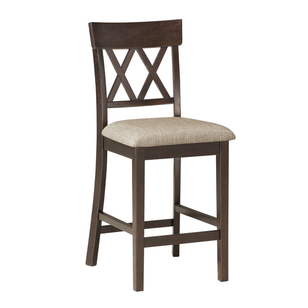 Balin Dark Brown Counter Height Double X Back Chair, Set of 2