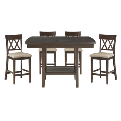 Balin Dark Brown 5-Piece Dining Room Set (Table and 4 Chairs) from Homelegance - Luna Furniture