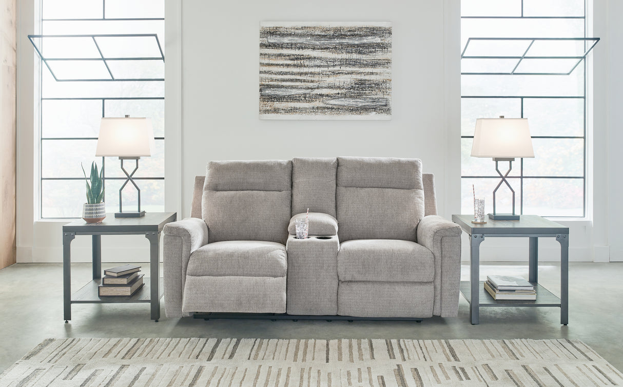 Barnsana Ash Power Reclining Loveseat with Console from Ashley - Luna Furniture