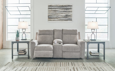 Barnsana Ash Power Reclining Loveseat with Console from Ashley - Luna Furniture