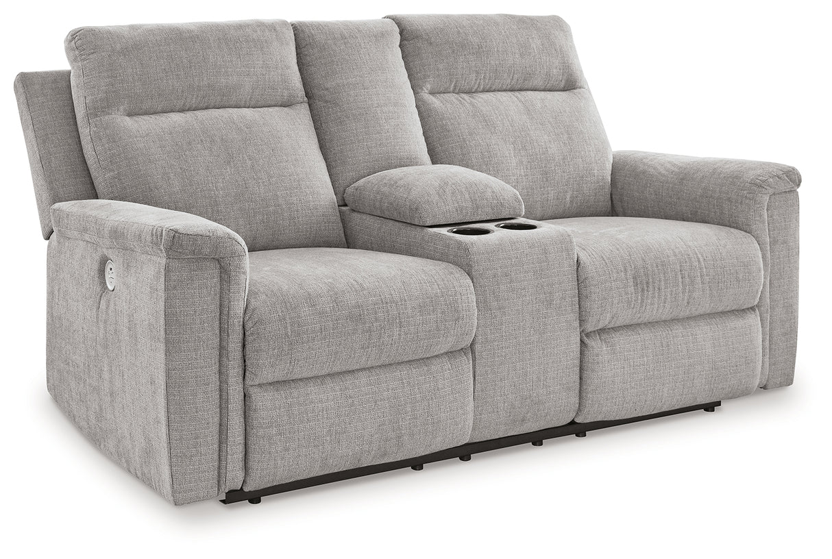 Barnsana Ash Power Reclining Loveseat with Console from Ashley - Luna Furniture
