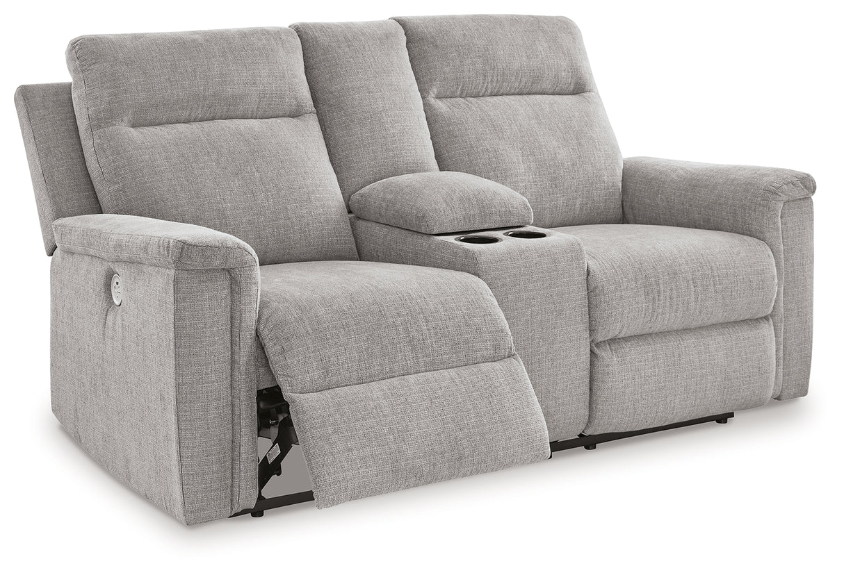 Barnsana Ash Power Reclining Loveseat with Console from Ashley - Luna Furniture