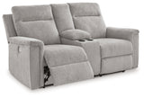 Barnsana Ash Power Reclining Loveseat with Console from Ashley - Luna Furniture