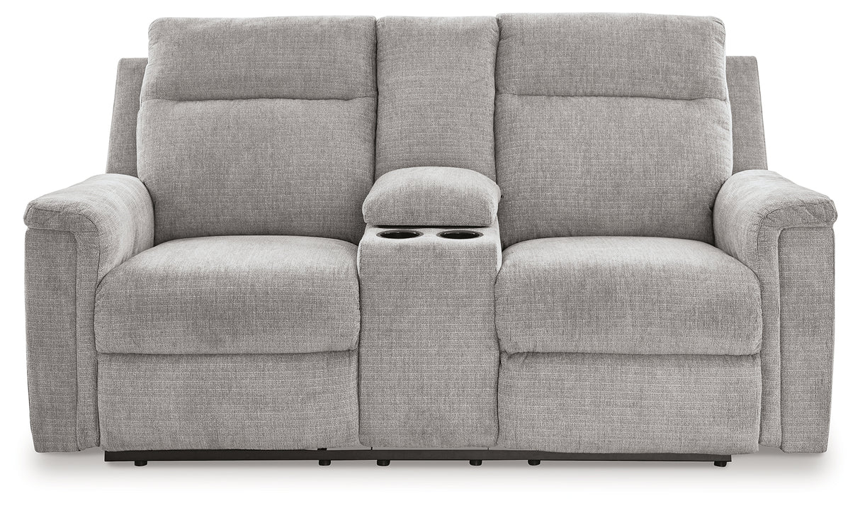 Barnsana Ash Power Reclining Loveseat with Console from Ashley - Luna Furniture