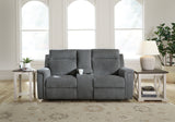 Barnsana Gravel Power Reclining Loveseat with Console from Ashley - Luna Furniture