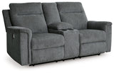 Barnsana Gravel Power Reclining Loveseat with Console from Ashley - Luna Furniture
