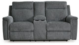 Barnsana Gravel Power Reclining Loveseat with Console from Ashley - Luna Furniture