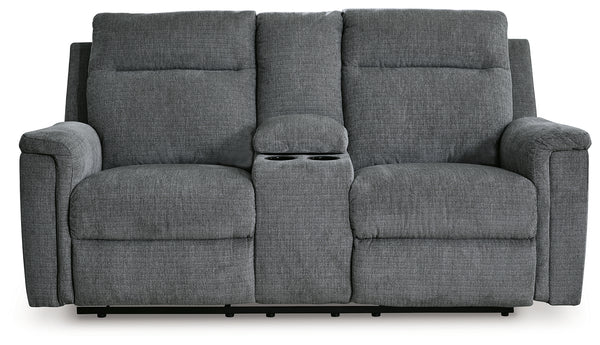 Barnsana Gravel Power Reclining Loveseat with Console