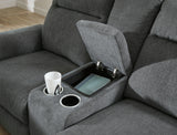 Barnsana Gravel Power Reclining Loveseat with Console from Ashley - Luna Furniture
