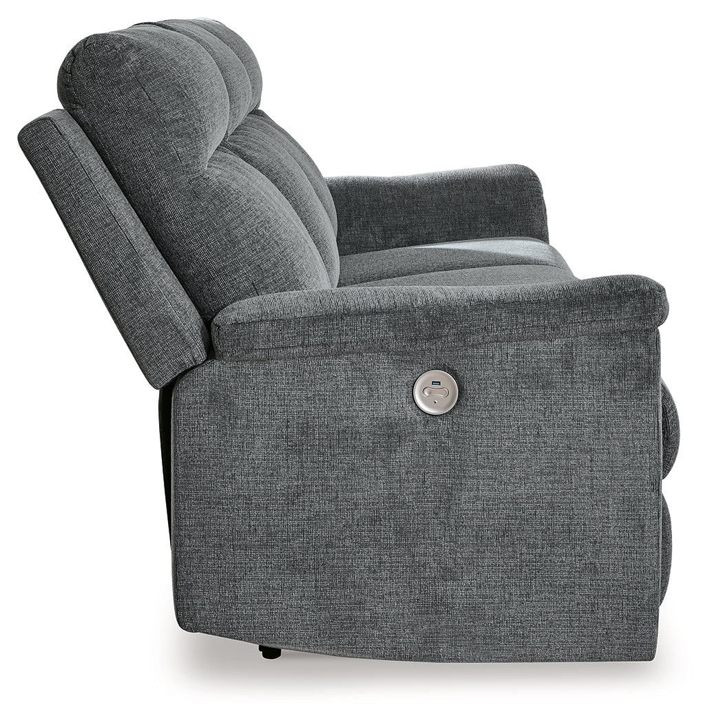Barnsana Gravel Power Reclining Sofa from Ashley - Luna Furniture