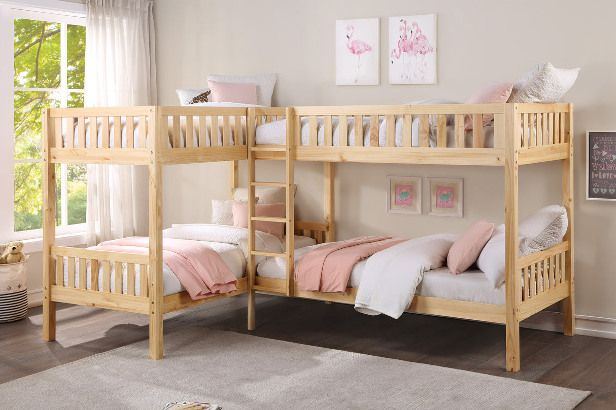 Bartly Pine Corner Bunk Bed from Homelegance - Luna Furniture