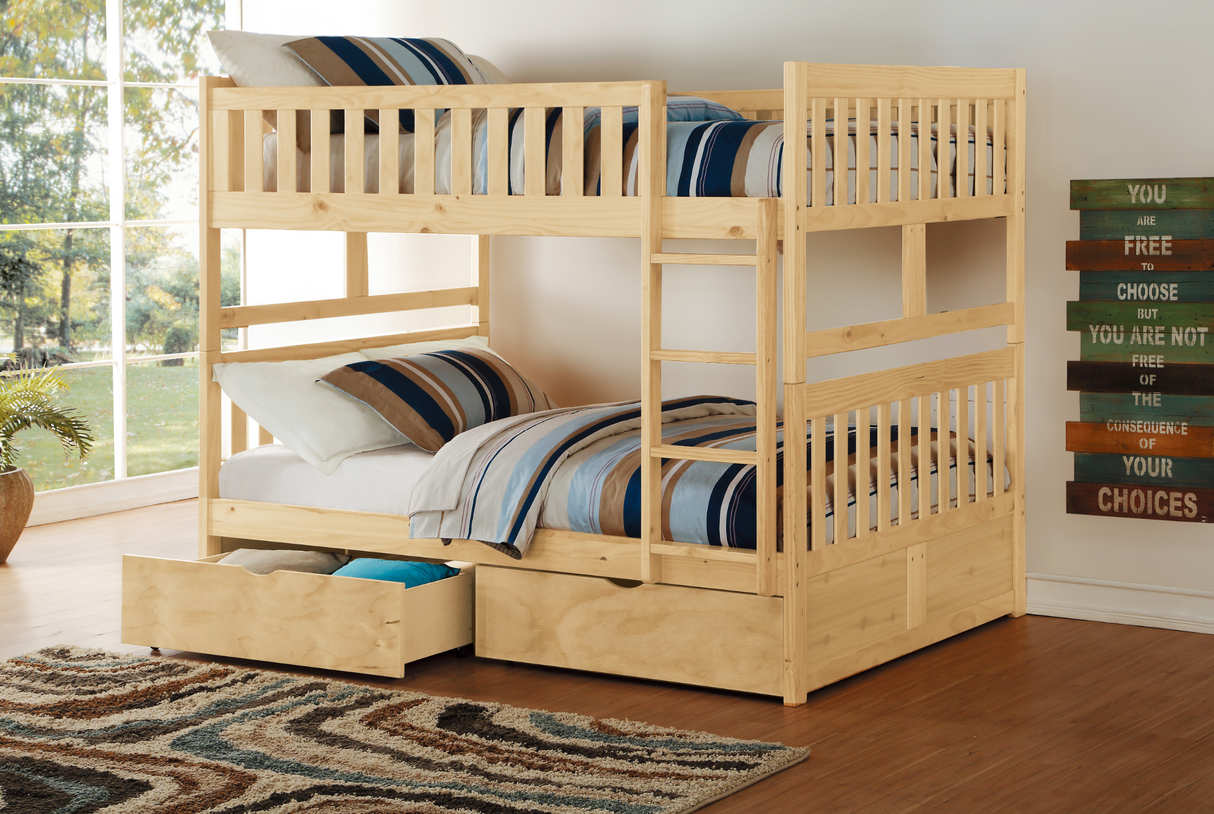 Bartly Pine Full/Full Bunk Bed with Storage Boxes from Homelegance - Luna Furniture